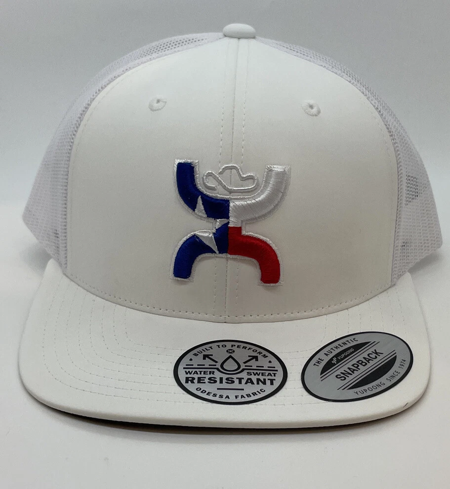 HOOEY Men's Hat Texican Texas Flag White Mesh Trucker 2220T-WH