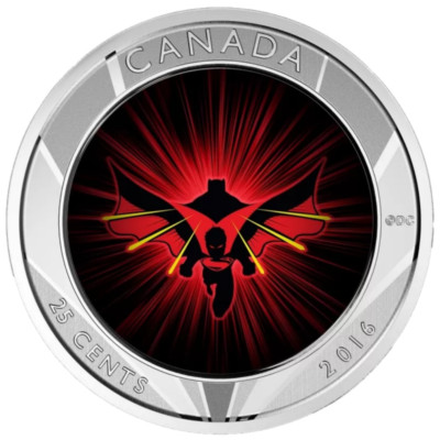   Canada 25 cents quarter colored Lenticular Coin, Batman vs Superman, 2016