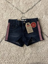 Levi  s Girls Denim Shorty Shorts Stretch Denim Size 5 Reg Blue/Hot Pink