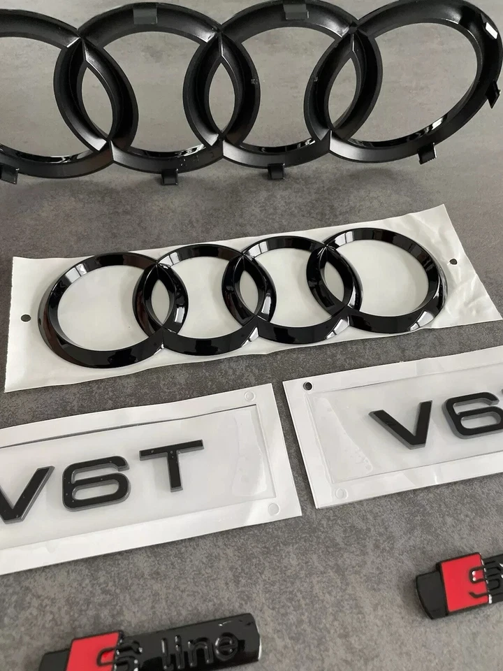 Audi rings logo emblems Sline black gloss Q5 SQ5 year 2008-2017 also fits A6 4G - Image 2 of 4