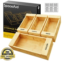 Bag Storage Organizer for Kitchen Drawer, Bamboo Organizer 4pk