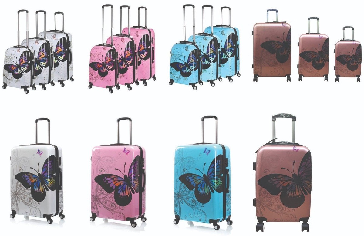 Valigia Rigida Con Stampa Farfalla - 4 Ruote Spinner E Lucchetto Incluso - MAS