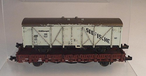 Roco Spur N 1/160 Güterwagen-Set Rungenwagen & Seefische 2-teilig der DB #4606 | Zustand: Gebraucht