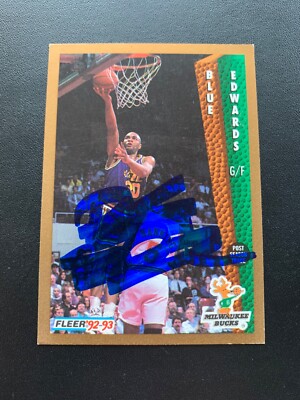 Blue Edwards Signed 1992-93 Fleer #126 Card Milwaukee Bucks Autograph ...