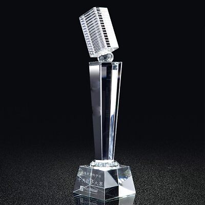 1pc Fancy Crystal Music Voice Cup Figurines Microphone Award Trophy