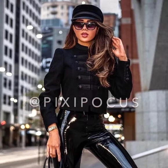 Zara black military jacket discount