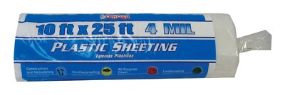 Film-Gard 626170 Clear Polyethylene Sheeting 25 Lx 10 W ft. x 4 mil. Thick