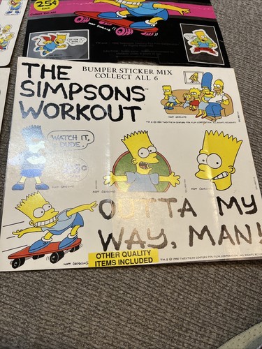 Vintage : THE SIMPSONS gumball VENDING MACHINE display Header Cards Lot Of 4 - Picture 4 of 5