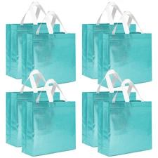Wrapables Glossy Non-Woven Reusable Gift Bags for Weddings, Parties (Set of 8)