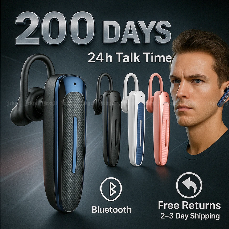 Bluetooth 5.0 Earpiece Driving Trucker Wireless Headset Earbuds Noise Cancelling - Image 3 of 4
