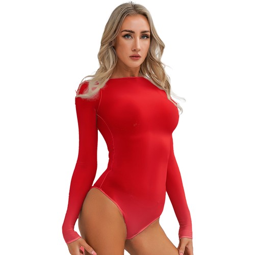 Frauen Overall Dessous Bodysuit Bodycon Trikot Schrittlos Badeanzug Langarm - Bild 78 von 105