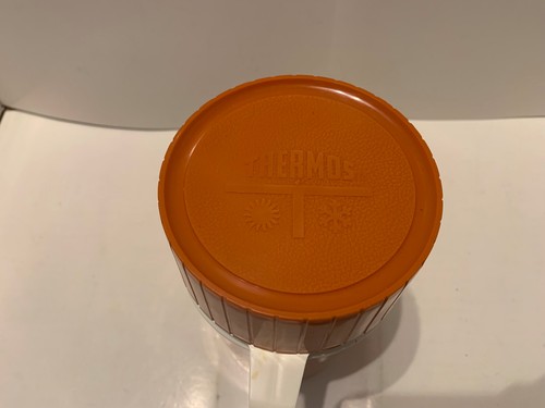 Vintage Thermos Pint Size Model 7202 Orange Insulated Travel Hot Cold Mug - Picture 5 of 13
