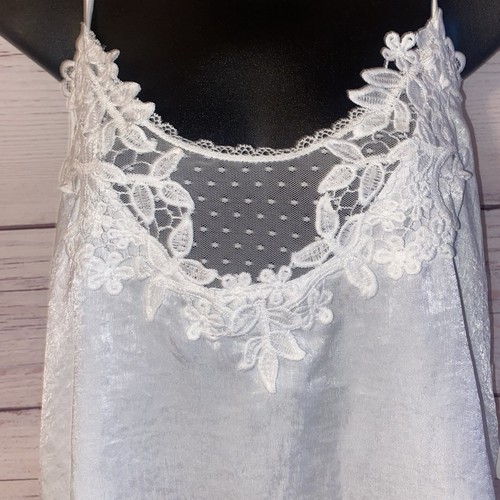 In Bloom By Jonquil Womens Sleeveless Sleep Top Ivory Sz L Crochet Lace B95 - 第 2/10 張圖片