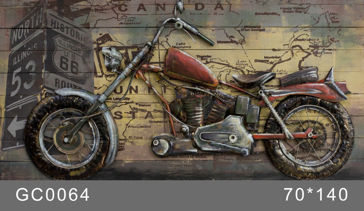Motorcycle 3D Metal Wall Art Stereograph Oil Painting Ready to