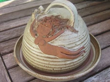 Vintage Solveig Cox round Butter Dish with nude  woman