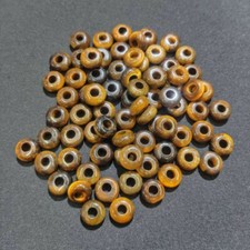 Wholesale 100pcs Natural Tiger Eye Stone Beads Abacus Big Hole Beads 5x10mm
