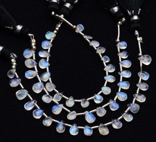 Natural Rainbow Moonstone Beads for Jewelry Making 6x4 7x5 8x6 9x6mm Briolette5"