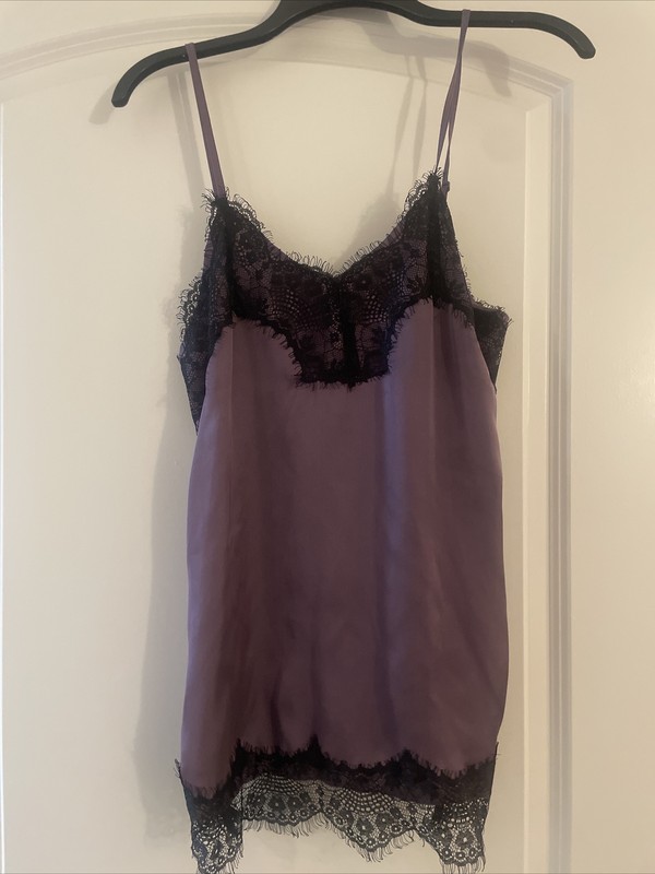 SAWYER Women’s Purple w/Black Lingerie-style Spaghetti Strap Shirt/Blouse-Size M