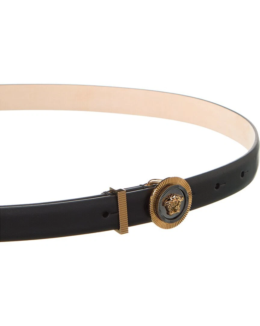 Medusa Biggie Leather Belt in Black - Versace