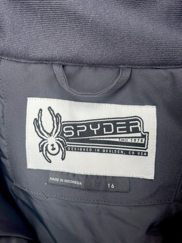 WARM Spyder Challenger Insulated Ski Jacket Boys Size 16 Orange Black Gray - Picture 5 of 7