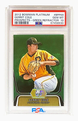 2012 Bowman Platinum GERRIT COLE Yankees Green Refractor #/399 PSA 10 GEM MINT