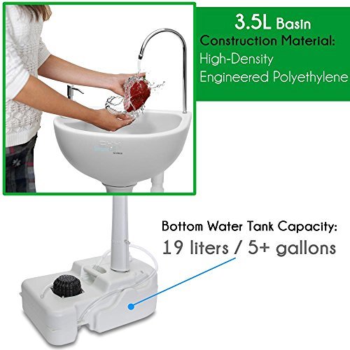 Portable Camping Sink, Towel Holder & Soap Dispenser - 19L Water Travel Outdoor - Picture 4 of 7
