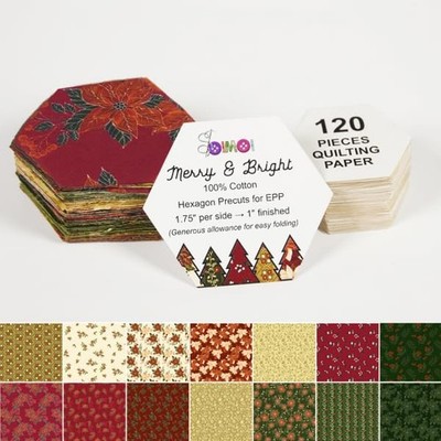 Soimoi Hexagon Precut Quilt Kit   120 Cotton Fabric Hexagons + 120 EPP Papers...