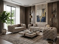 Beiges Wohnzimmer-Set 3+2+1-Sitzer-Sofas Chesterfield Gesteppte Sofas