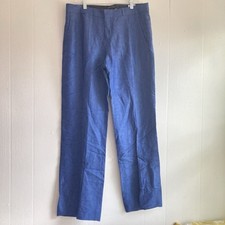 Banana Republic Blue Career Pants Linen Rayon Chinos Black Label Sz 10 Long 32  