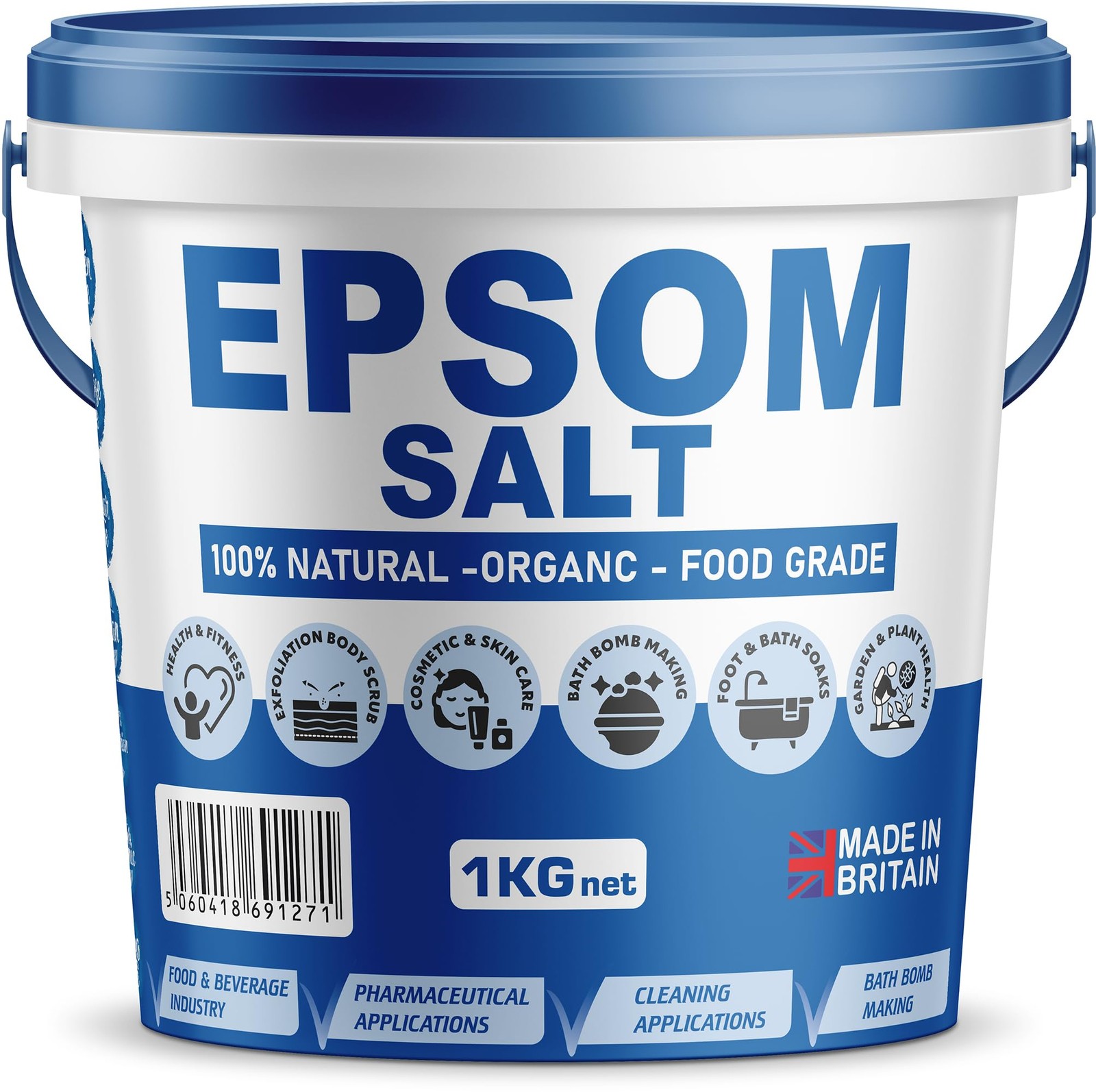 EPSOM SALT 1KG Bucket | Food Pharmaceutical Grade Magnesium Sulphate Bath Salts