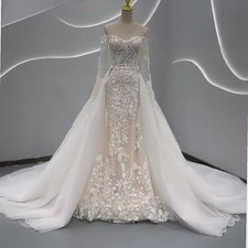 Wedding Dresses Mermaid 2 in 1 Lace Sweetheart Neckline With Detachable Train