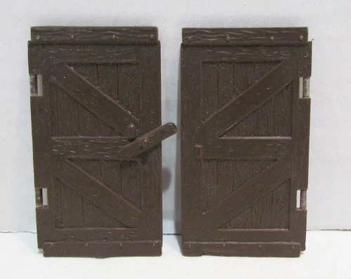MARX FORT APACHE PLAYSET VINTAGE DARK BROWN DOORS for CAVALRY SUPPLY BUILDING