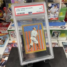 1983 Topps Stickers FOIL #2 BABE RUTH - Yankees - PSA 9 MINT (Zero Gem Mint 10s)