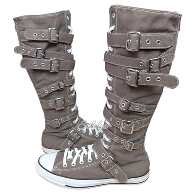 靴 SIDE WAVE BUCKLE LONG BOOTS Converse 2012 XXHI 7 Strap Buckle Zipper Knee High Sneaker Boot M9