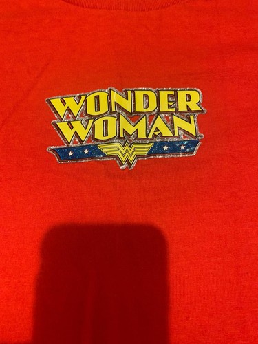Wonder Woman T Shirt Size 14/16 Red shirt w Bling Wonder Woman insignia