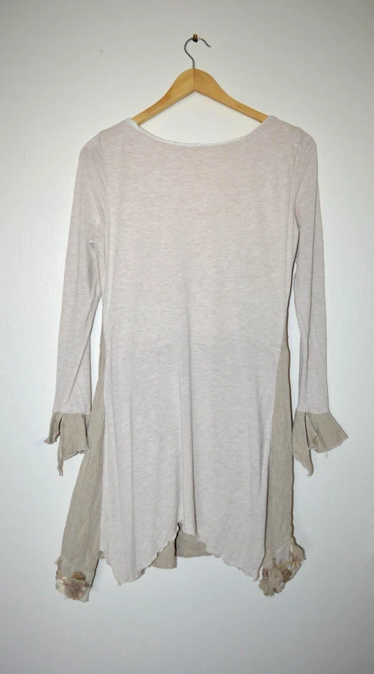 Elfen Boho Hippie Zipfel Kleid Leinenkleid mit Taschen Einzelstück Gr. M 40 42 - Bild 4 von 4