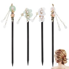 4PCS Chinese Wooden Hair Stick for Women, Retro Hair Sticks for Buns, Japanes...