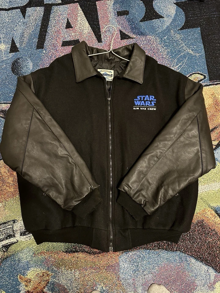 Chaqueta de Cuero De Colección Star Wars ILM VFX CREW Episodio 1 RARA XL Amenaza Fantasma Foto 3 de 4