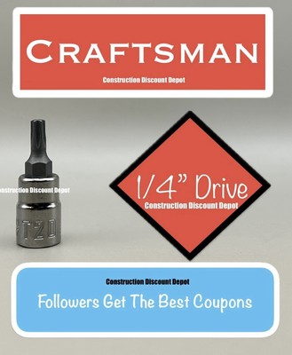 Craftsman T20 Torx  Bit 1/4'' In. Drive Socket CMMT42662 T-20 Torx