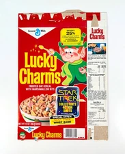 Vintage 1979 General Mills Lucky Charms Cereal Box Star Trek TMP Collector Cards