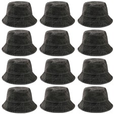 12 Pieces Vintage Washed Distressed Bucket Hat for Women Men Summer Twill Pla...