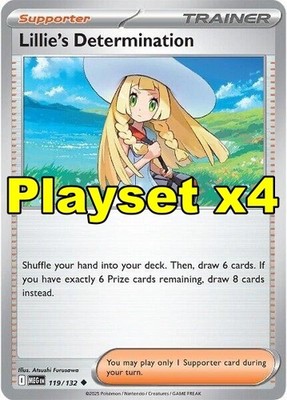 Lillie's Determination #119/132 Playset x4 Mega Evolution Pokemon Card - NM