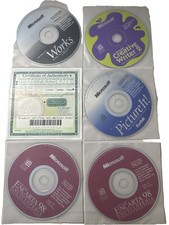 ?Microsoft Works 4.5 Encarta 98 Picture It Vintage PC Software COA OEM Bundle CD
