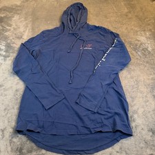 Vineyard Vines Whale Logo Hooded Long Sleeve T-Shirt Blue Women's XS Lightweight