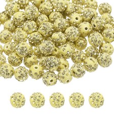 100pcs 10mm Light Yellow Rhinestone Polymer Fancy Beads for DIY Jewelry Making