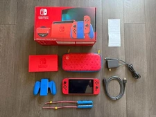 Nintendo Switch Mario Red Blue Edition Console Set Boxed w/ Case Tested Japan