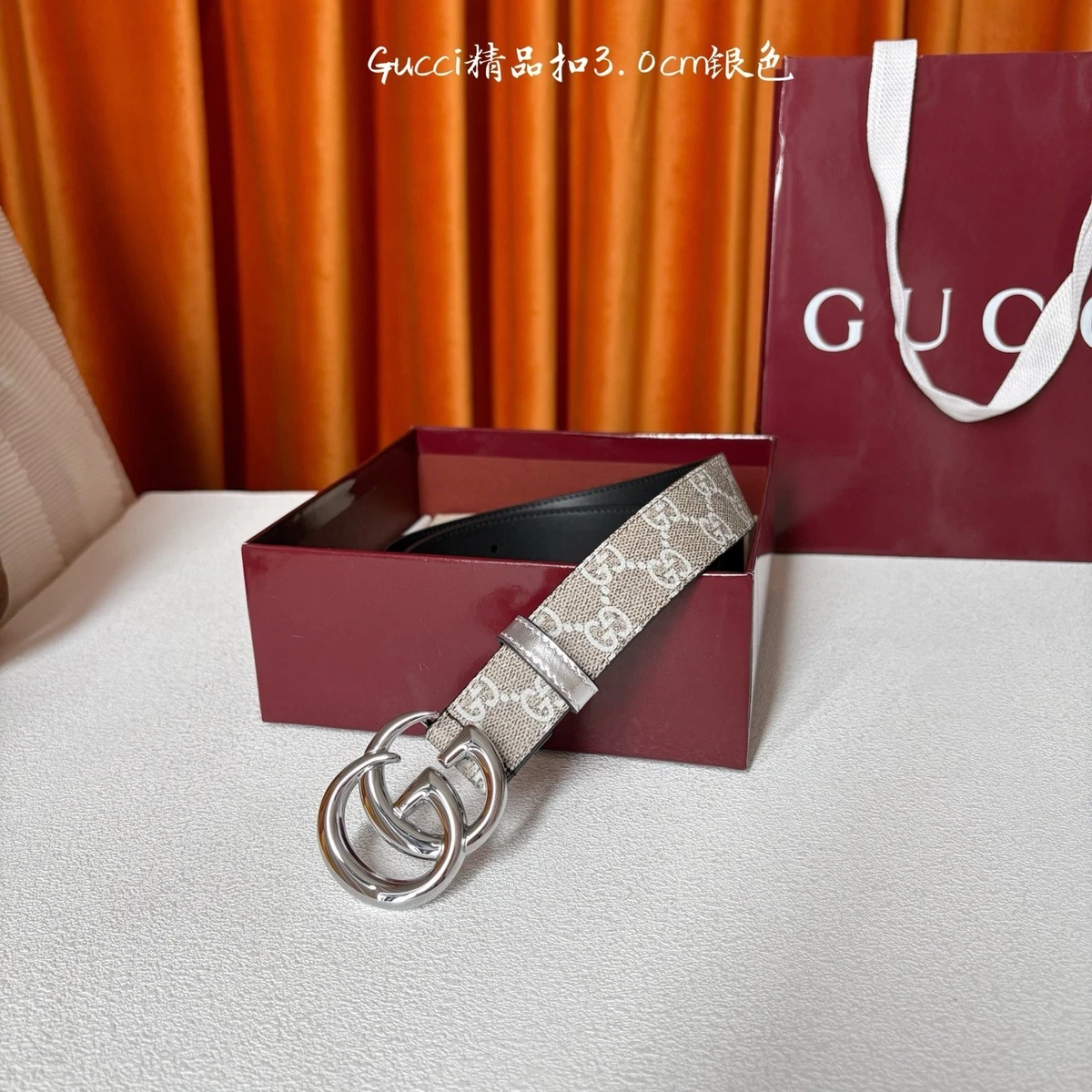 Vintage Gucci nylon canvas belt with silver hardware clasp Gucci Monogram Canvas / Brown Leather Belt (Size 42  main image 4