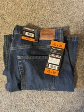 Kirkland Signature Mens Jeans Relaxed Fit Straight 5 Pocket Stretch, Blue 42X29