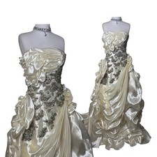 Vintage Couture Wedding Dress Crystal Beaded Bridal Princess Ball Gown Fairytale