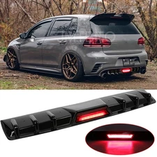 For VW Golf GTI MK6 MK7 MK7.5 Gloss Rear Bumper Diffuser Spoiler LED Brake Light
